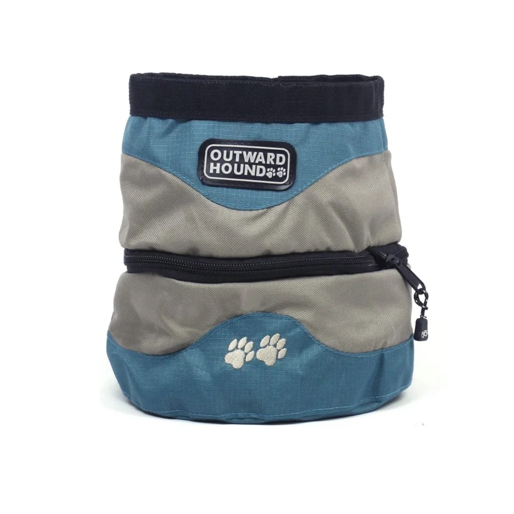 Outward Hound 2-in-1 Food & Water Travel Pet Bowl in Ice Blue